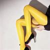 1 Pair Women'S Plus Size Glossy Black Shimmering Tights Solid Color High-Waisted Sparkling Leggings Sexy Horse Oil Tights Summer