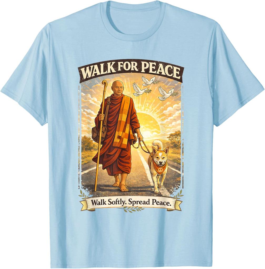 Walk for Peace Monks with Aloka The Peace Dog Unisex T-Shirt 3