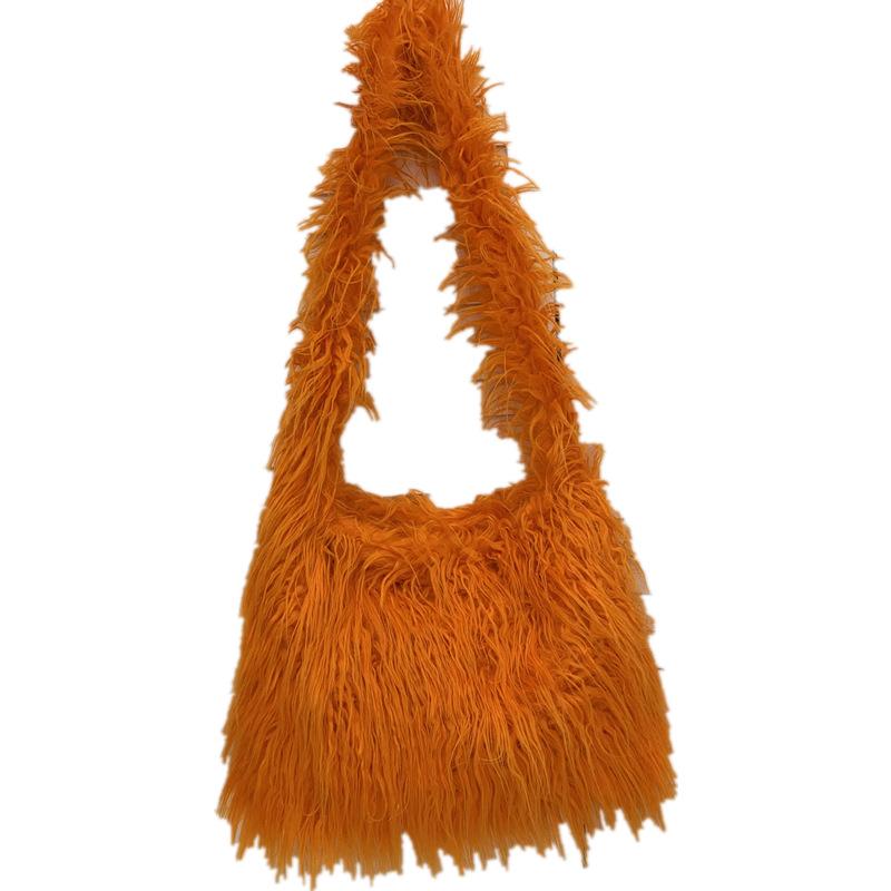 

Winter Faux Fur Women s Crossbody Bag Long Plush Girls Large Shoulder Bags Simple Soft Furry Casual Tote Fluffy Handbags