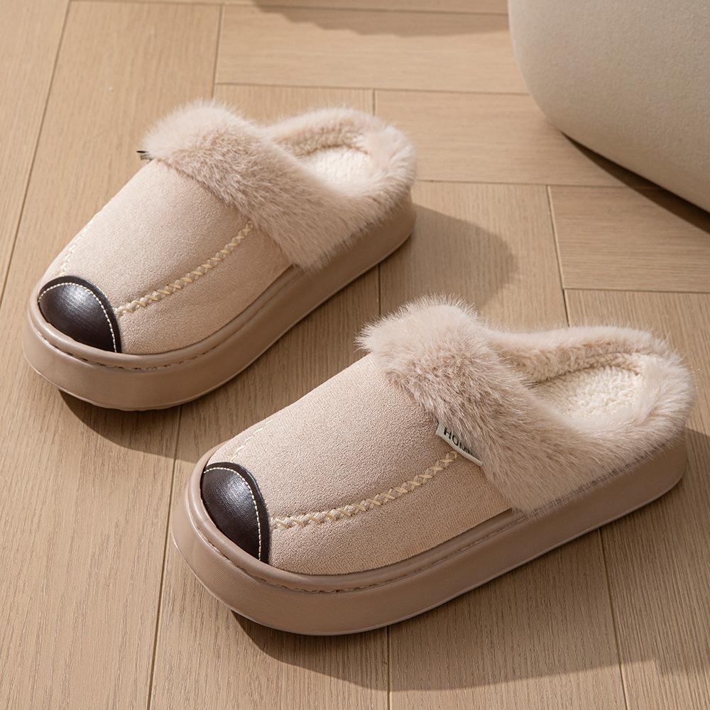 2025 new wool cotton slippers home thickened non-slip couple cotton slippers winter plush cotton slippers