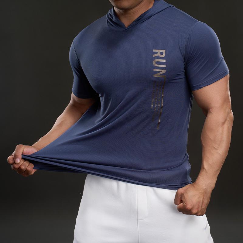 706690 Summer 2025 American Casual Short-sleeved T-shirt Fashionable Sports Elastic Fitness Outdoor T-shirt Men