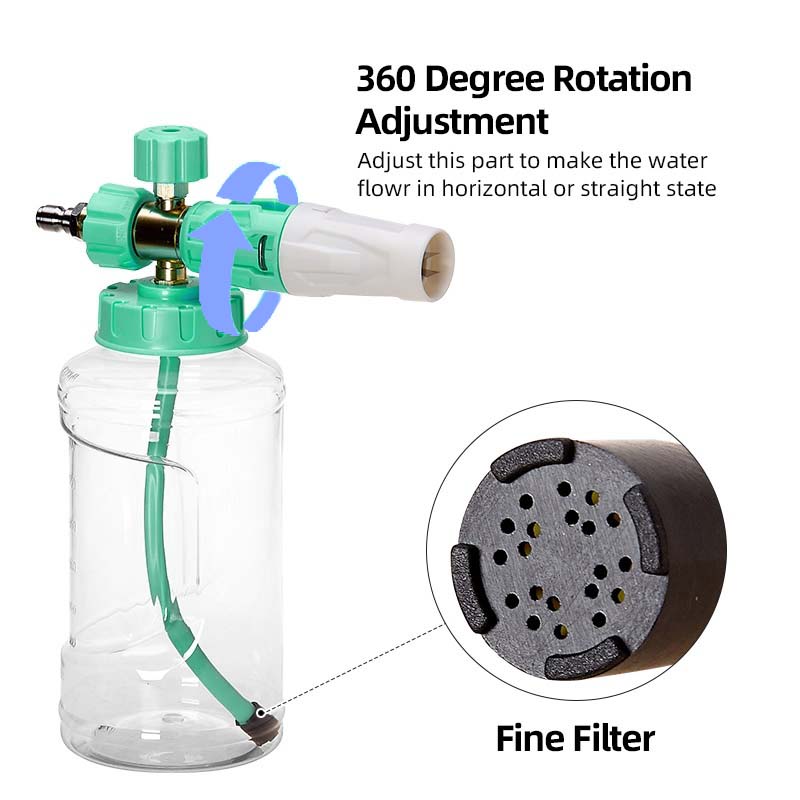 1 L Foam Cannon Car Foam Blaster Wide Neck Adjustable Snow Foam Lance Thick Foam for Pressure Washer with 1/4" Quick Connector