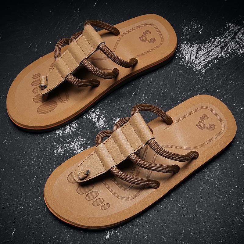 2025 Summer New Flip-flops Men's Live Broadcast 2025 Outdoor Wear Beach Sandals Soft-soled Non-slip Pinch Sandals