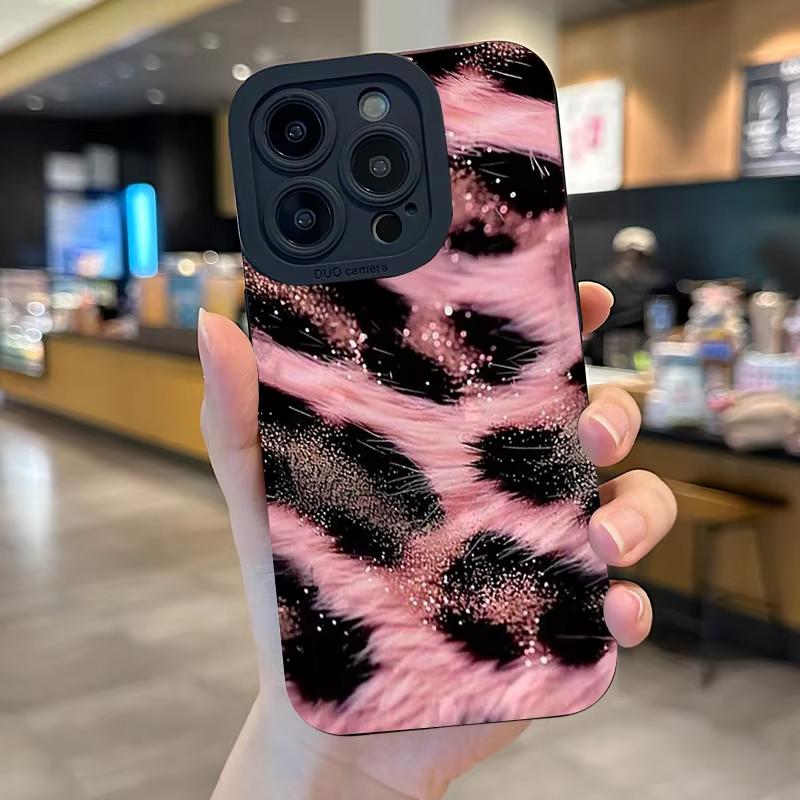 New Luxury Pink Leopard Print Phone Case For Samsung Galaxy S25 Ultra S26 S24 S23 FE S22 Plus S21 S20 A54 A55 A35 A15 Soft Cover