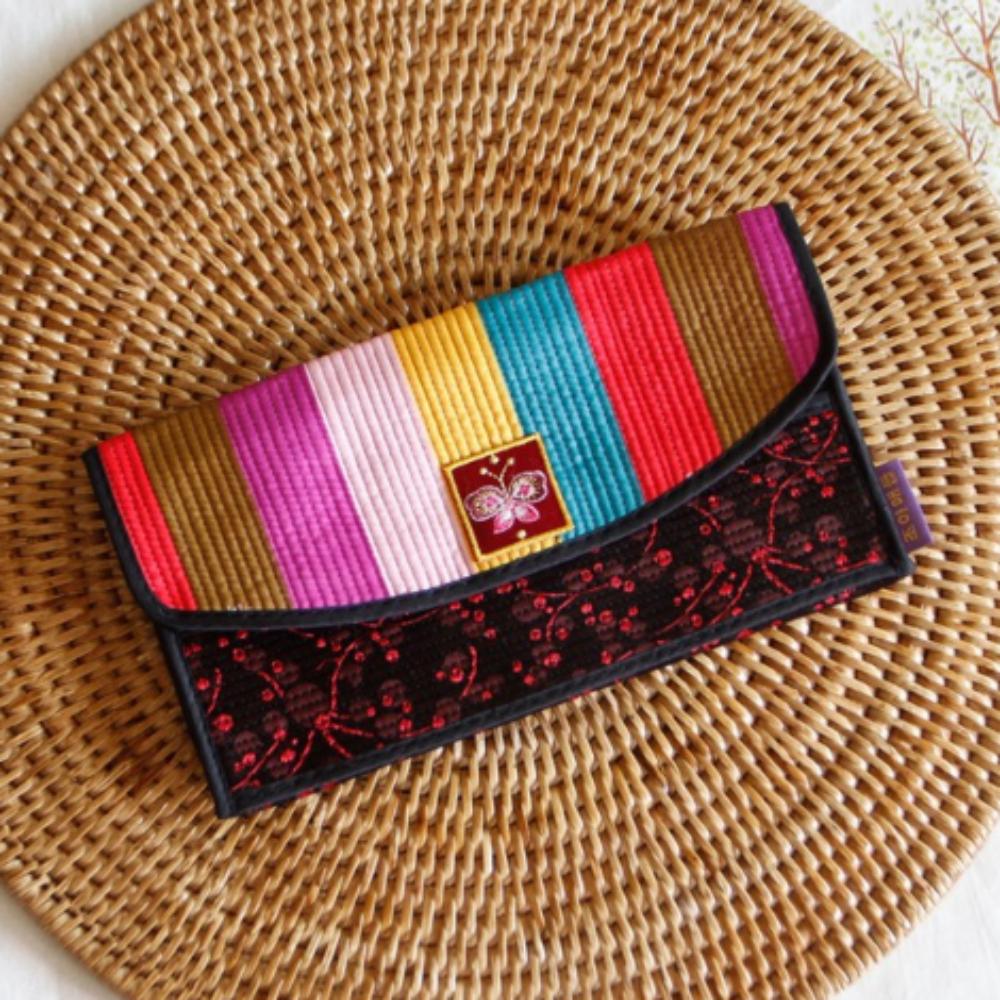 Colorful Silk Korean Quilted Long Wallet