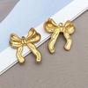 Gold Stainless Steel Bow Necklace & Bracelet Set - Versatile Pendant, Charm, DIY Earrings, Fashion Jewelry Accessories.