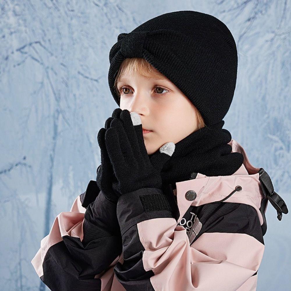 3Pcs/Set Warm Kids Hats Scarfs Gloves Set Cute Baby Beanie Cap Gift Mitten  Toddler