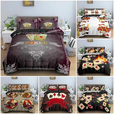 3D Playing Cards Pattern Bedding Set Luxury Cozy Duvet Cover Set King Queen Full Size Quilt Cover Pillowcase Bedclothes