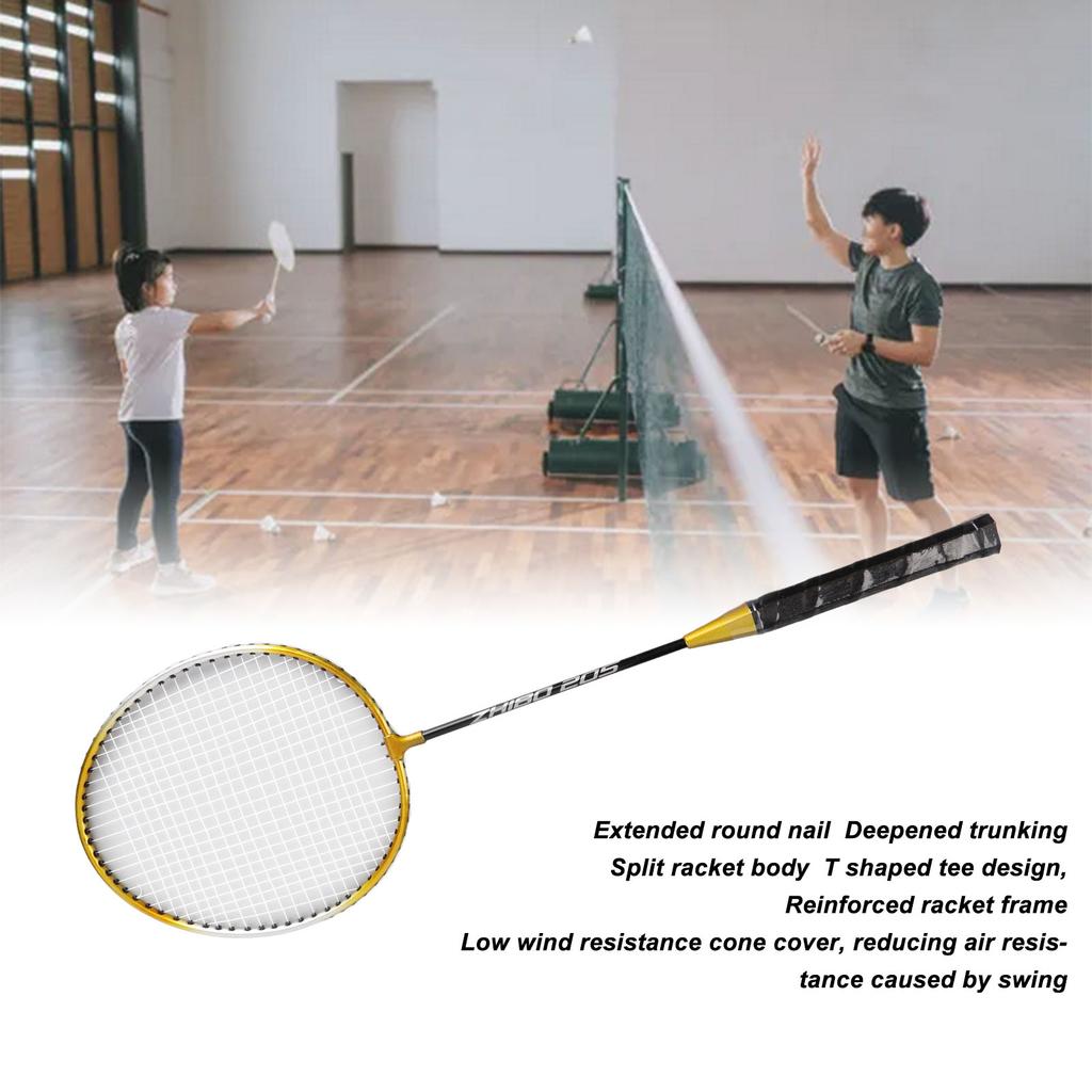 205 Badminton Racquet Split Iron Alloy Badminton Racket Set for Amateur Elementary Training Outdoor Backyards Playground Gym