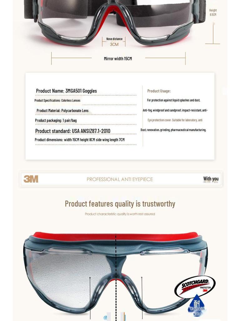 3MGA501 Anti-condens, schokbestendig, UV-beschermende fietsbril voor brildragers