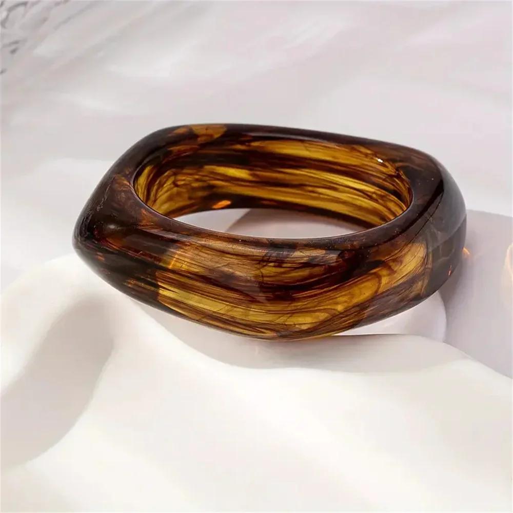Square Candy Color Texture Irregular Acrylic Gentle Bangle Bracelet Exaggerated Personality Versatile Style Mass Trend Jewelry