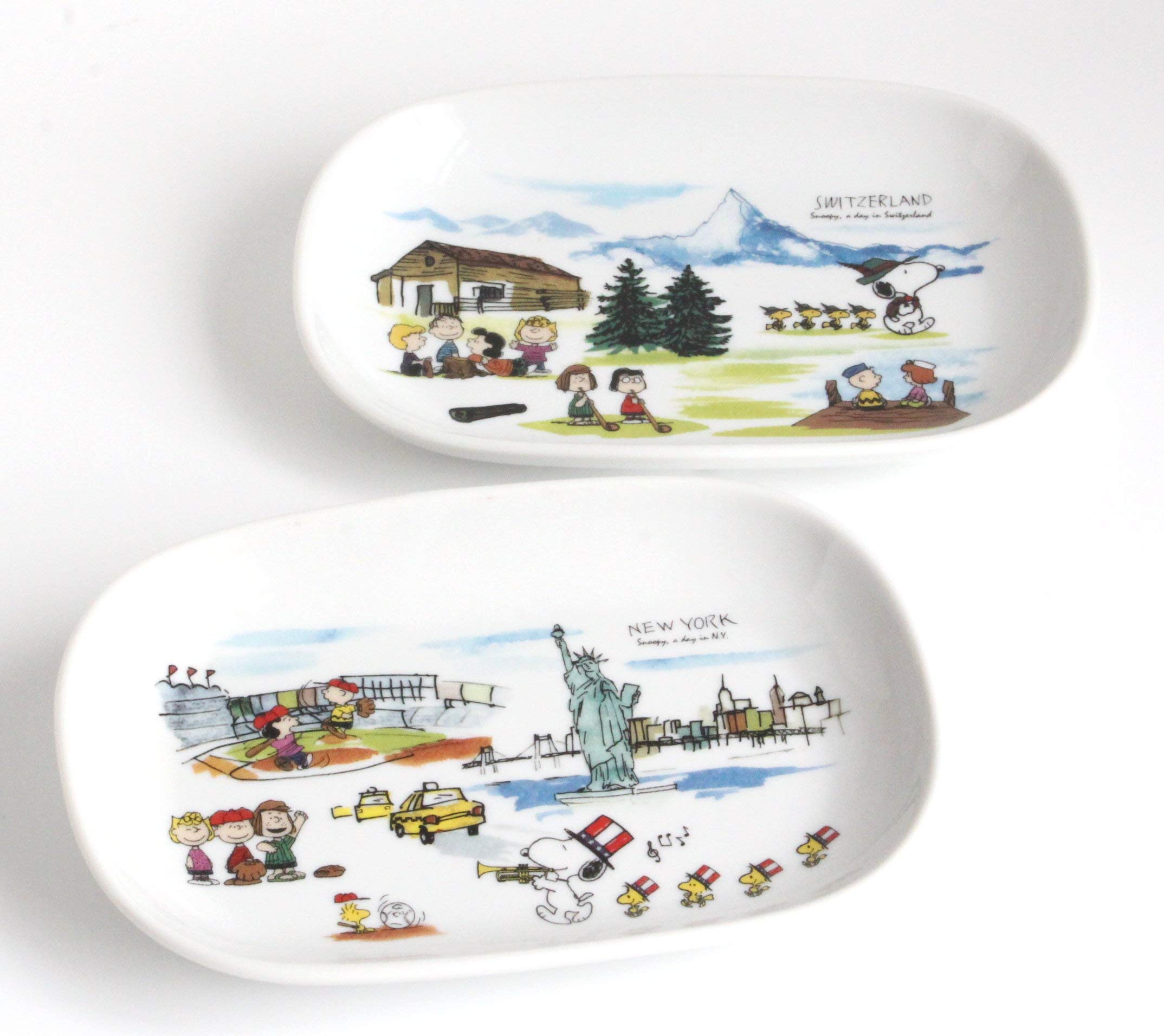 

Snoopy Oval New York Set of 2 3870059 Plates, & Switzerland, Designs,