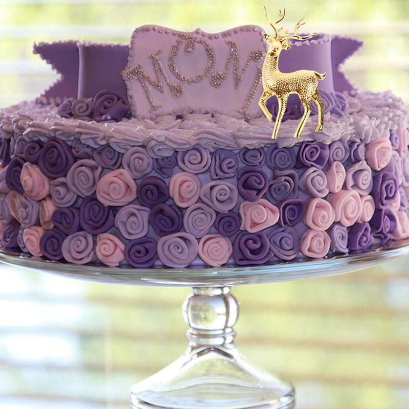 1pc Christmas Elk Plastic Golden Cake Topper Dessert Decoration Merry Christmas New Year Home Decor Children Gift