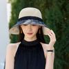 Sun hat women's summer sun protection UV protection sun hat breathable straw hat face small bow foldable hat
