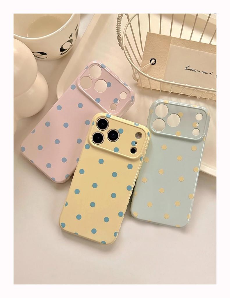 INS Lovely Polka Dot Cute Phone Case for iPhone 17 16e 16 15 14 13 12 11 Air Pro Max XS XR XSMax Plus Glossy Film Hard PC Cover