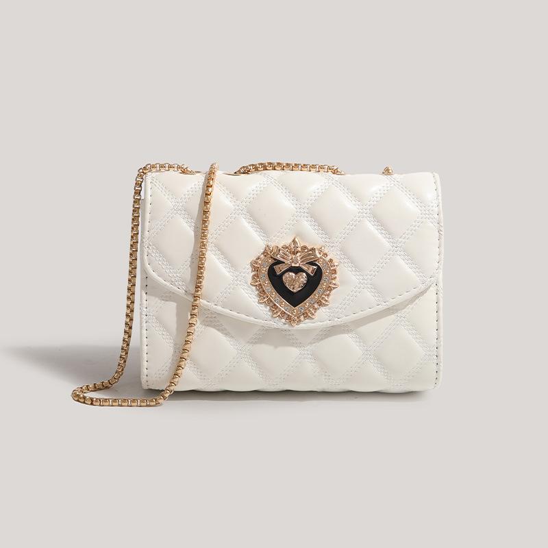 

Стильная однотонная женская сумка, новая маленькая квадратная сумка с ромбовидной стежкой, простая повседневная сумка-мессенджер на плечо слоновая кость