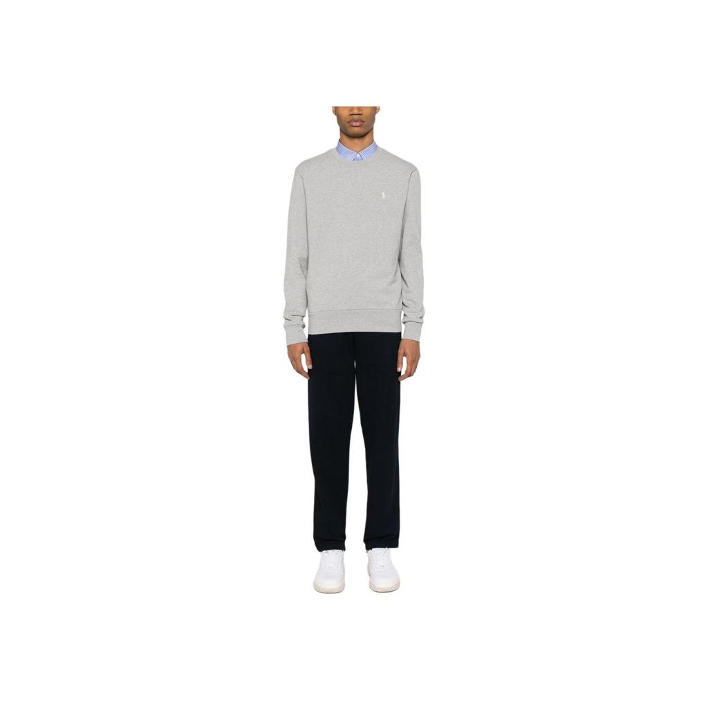 Polo Ralph Lauren Solid Logo Embroidered Crew Neck Long Sleeve Sweatshirt Men Sweatshirt Gray 710916689-020