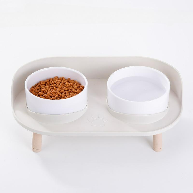 

Elevated Pet Feeder Stand with Double Bowls, Anti-Neck Strain Dog Cat Food Water Dish Holder, Non-Slip Adjustable Height Dining белый