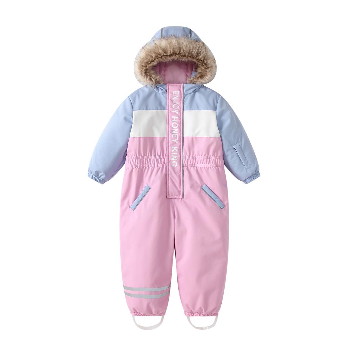 

Honeyking Kids Windproof Ski Romper: Outdoor Warm Bodysuit 5-6 Years