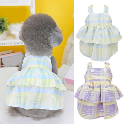 Bequemes, farblich passendes, kariertes, hautfreundliches, weiches und waschbares Hundekleid aus Polyester mit mehrlagigem Saum