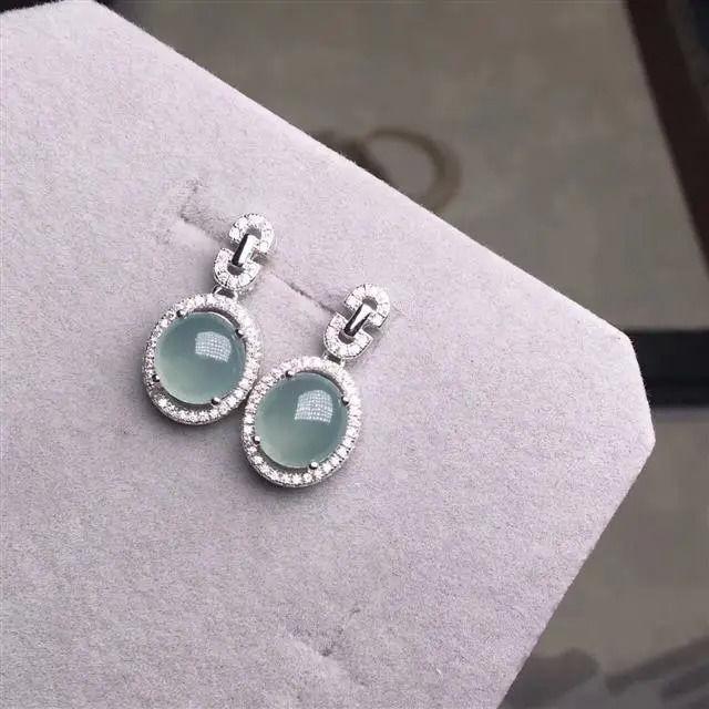 Natur Chalcedon Oval Diamant Glänzende Handwerkskunst Ohrringe Leichter Luxus Designer Original Charme Damen Schmuck