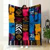 Geometric Tribal Motifs with Bold Colorful Blocks and Abstract Textures. for All Seasons Blanket Lunch Break Throw Gift