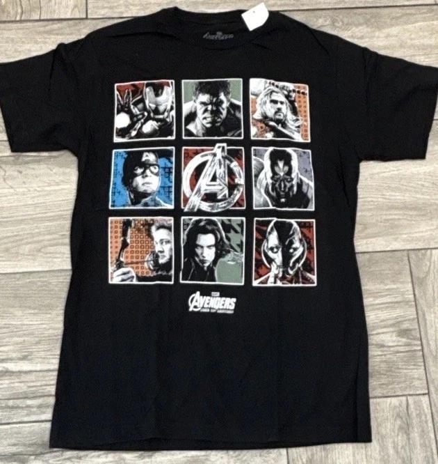 2015 Medium Avengers T-Shirt Captain Iron Man Hulk Thor Hawkeye Blk Widow Ultron 2XL
