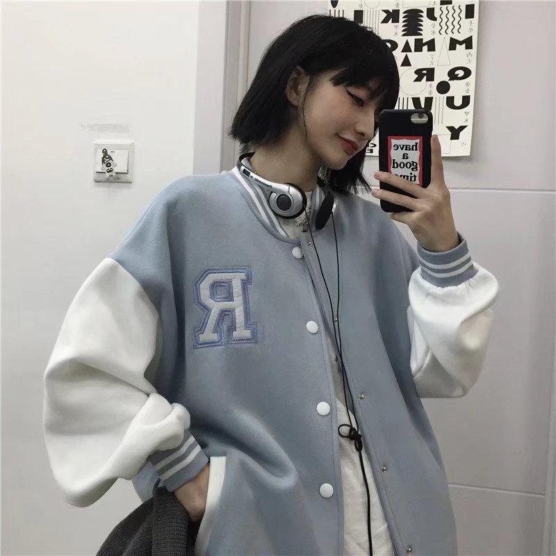 

Мужская и женская модная брендовая толстовка с капюшоном Jacketamerican Retro Baseball Свободная куртка Мужская мода Сплошной цвет Топ Свободная куртка больших размеров M небесно-голубой
