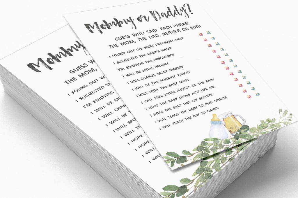 Inkdotpot Who Said it Game Mommy Or Daddy 50 Sheet Fun Baby Shower Game Cheers Gender Neutral Party Supply-8443