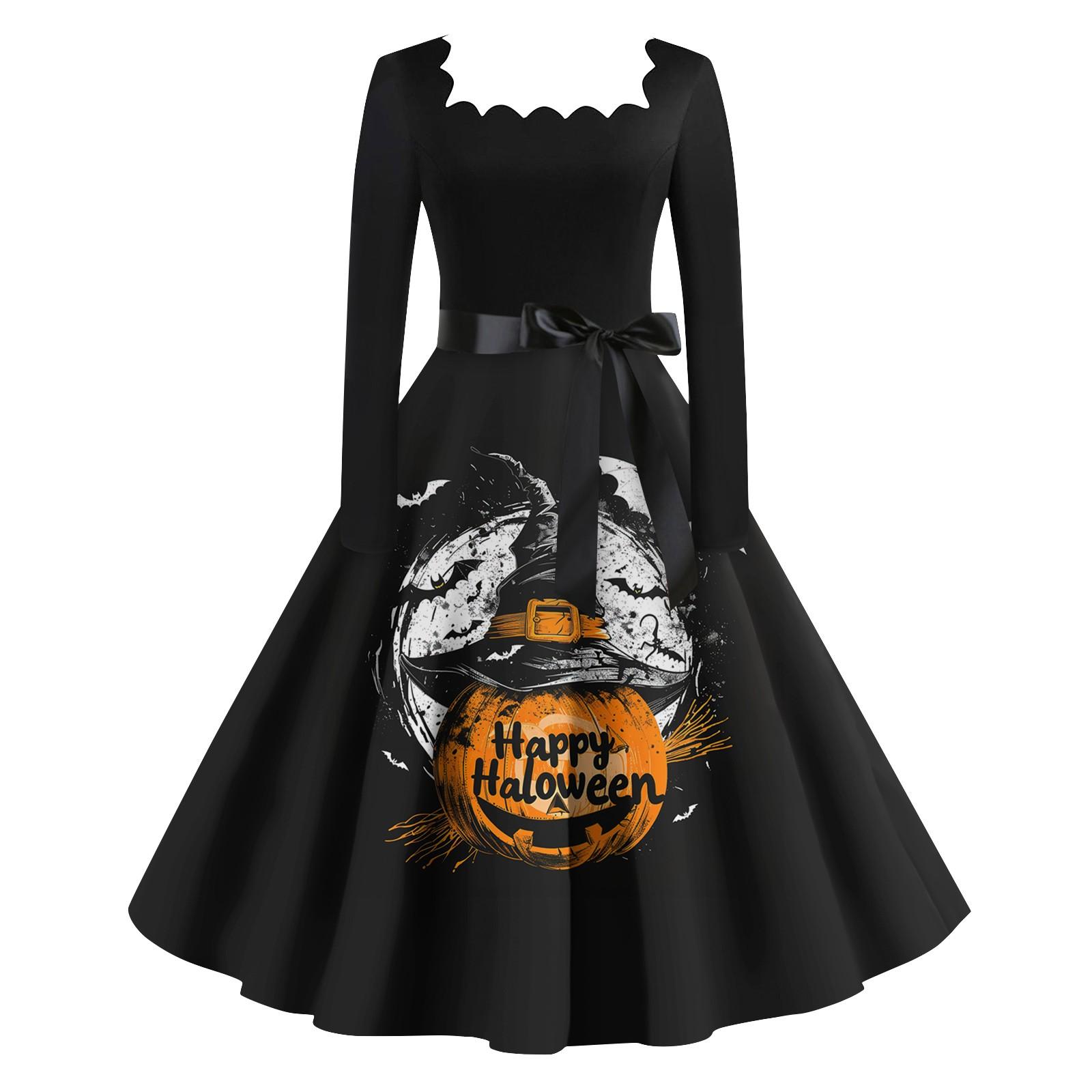 Женское повседневное модное платье в стиле ретро с квадратным вырезом и длинными рукавами — фото 11