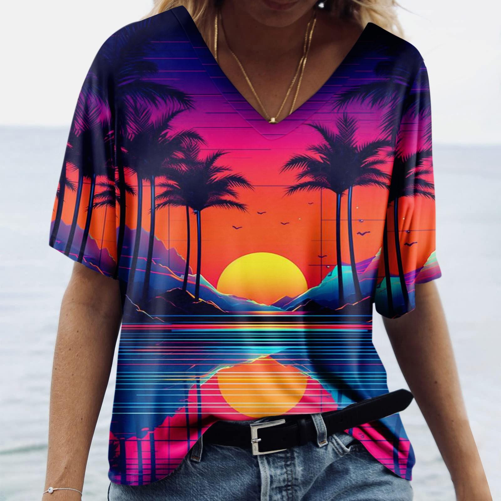 

Летний топ с V-образным вырезом и принтом в стиле 3D-граффити, модные повседневные женские футболки с короткими рукавами 5XL