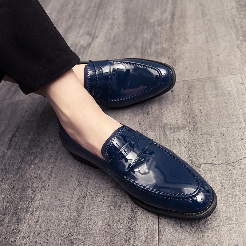 Cross48 Men s Large Slip-on Leather Shoes - 2024 Autumn Casual & Business Fashion 43 синий
