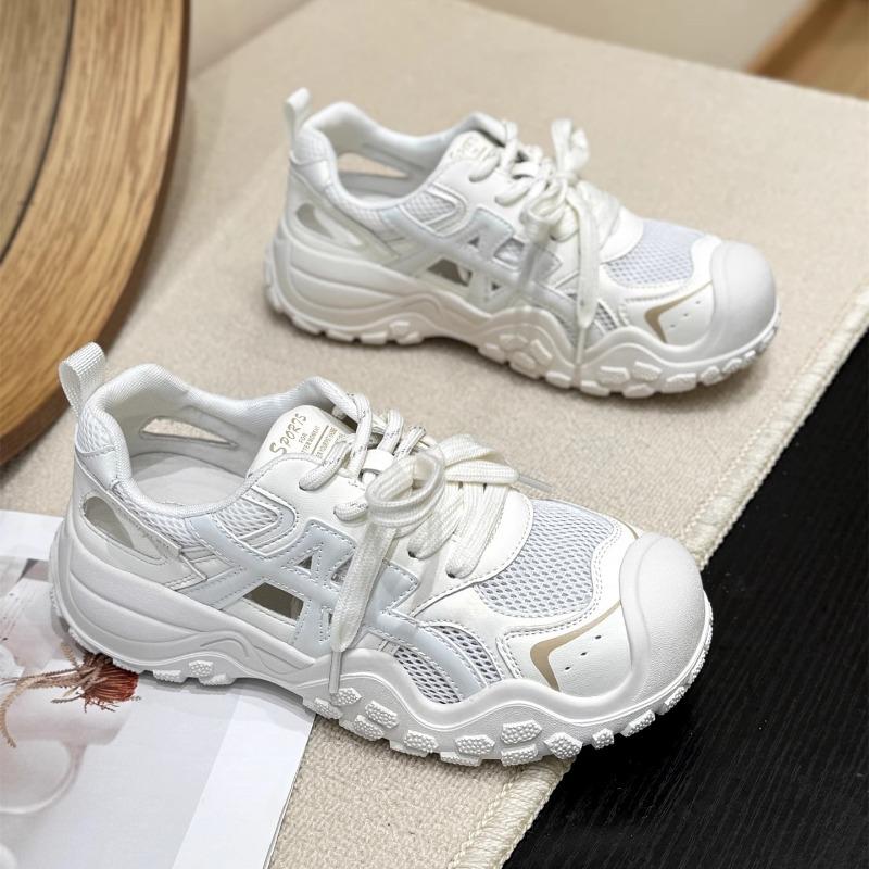 Leather Hollow Sweet Cool Hole Hole Versatile Dad Shoes Women's New Summer Thick-soled Breathable Mesh Sneakers