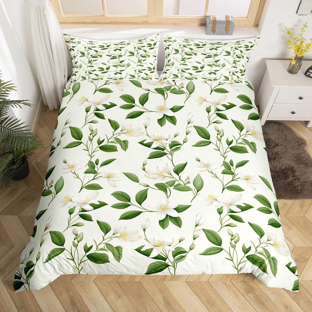 Botanical Lily Duvet Cover Twin Full Queen King Chic Floral Comforter Cover Boho Flower Bedding Set Watercolor Petals Bed Set