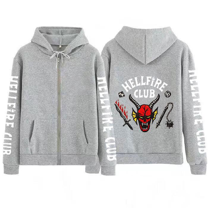 

Зіп-куртка з капюшоном та принтом Stranger Things, вільний крій 3XL