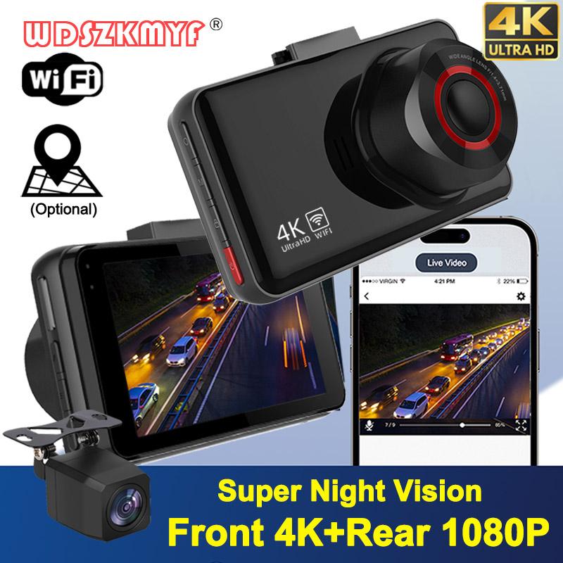 

4K Front and Rear Camera Car Dvr WIFI Dash Cam for Cars GPS Camera for Vehicle Video Recorder Rear View Camera Night vision NONE
