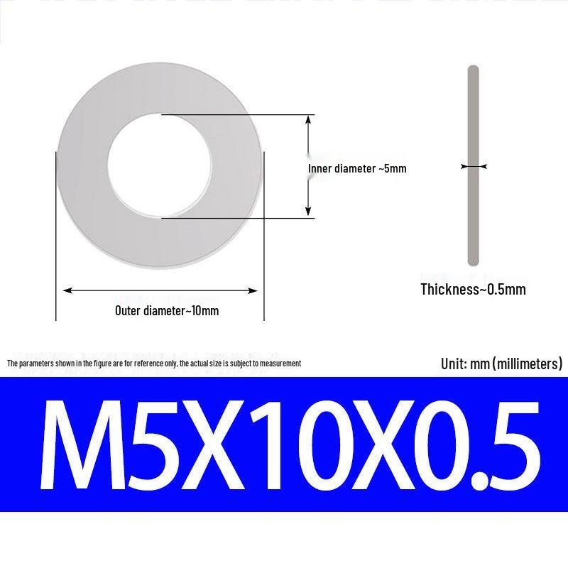 304 Stainless Steel Ultra-Thin Flat Washer, Thickness: 0.1/0.2/0.3/0.4/0.5 Mm, Sizes M1-M8