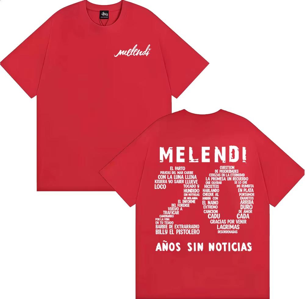 T-shirt Merch Rapper Melendi 20 Ans Sans Nouvelles 2026 Printemps Été Hommes Femmes Mode Rétro Manches Courtes Coton Haut Décontracté