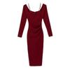 French Retro Hepburn Style Square Collar High Waist and Thin Black Temperament Slim Fit Sexy Medium and Long Sleeve Dress