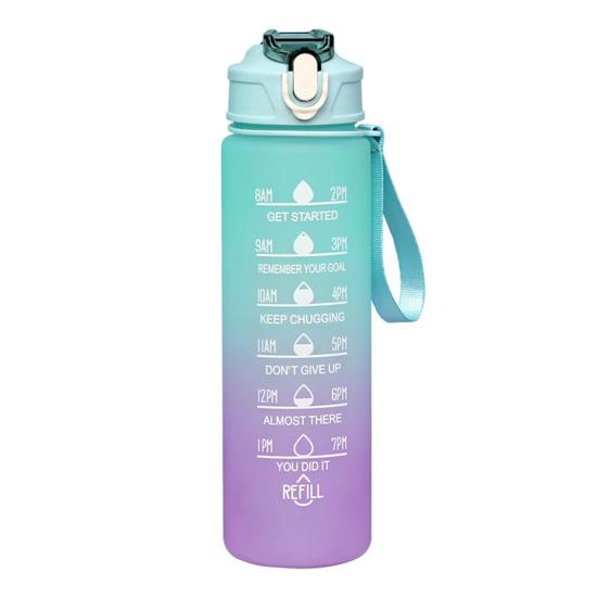 32oz Wasserflasche mit Zeitmarkierung, BPA-frei, auslaufsicherer Becher mit Strohhalm, mit inspirierenden Zitaten bedruckter Becher mit Farbverlauf, lebensmittelechter Kunststoff, abnehmbar