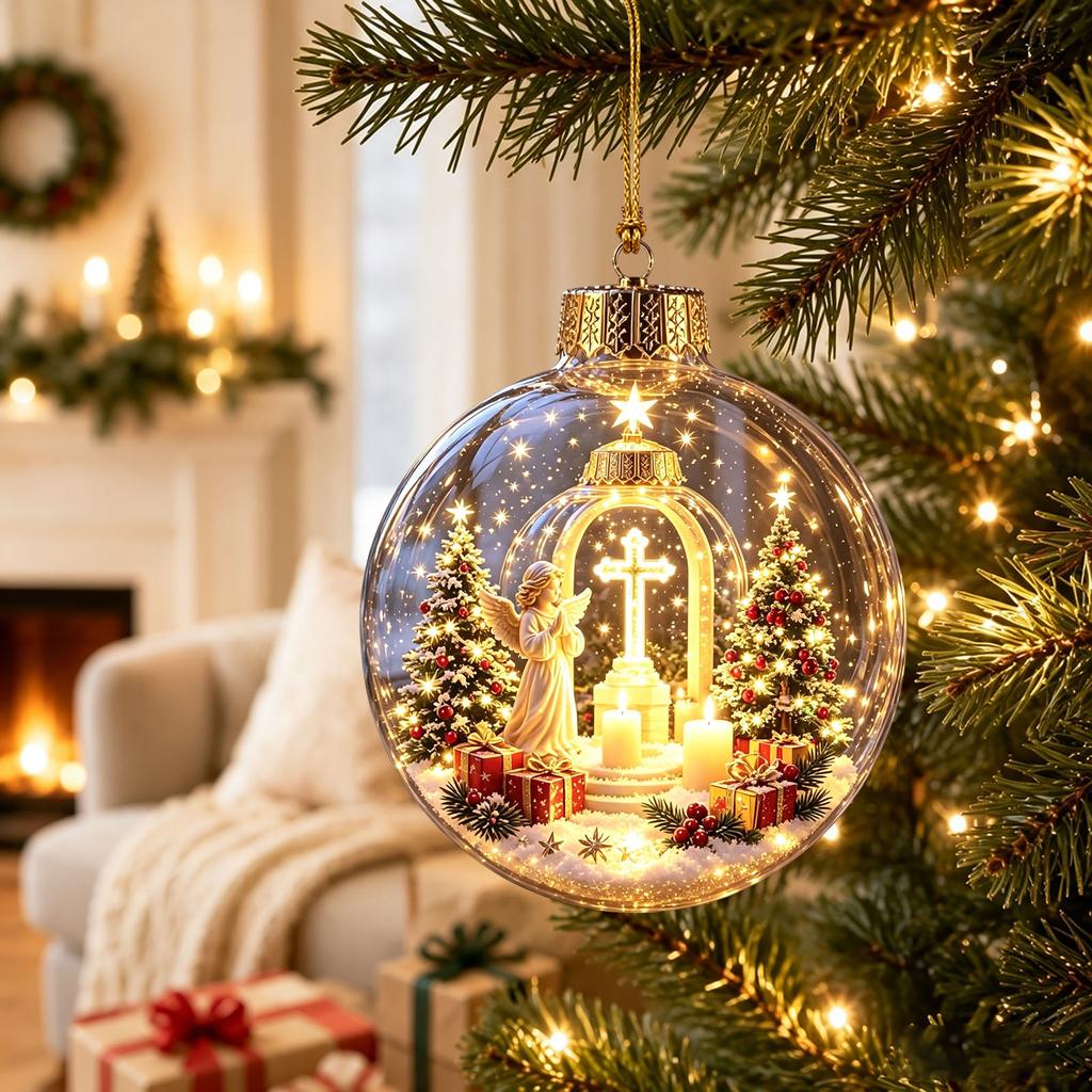 Clear Glowing Christmas Ornament Ball Lighted Decorative Hanging Tree Bauble for Holiday Party Decor