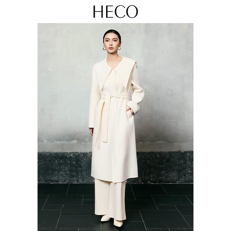 HECO Women's Embroidered Double-faced Wool Long Winter Coat