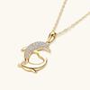 Silvere Glam Border Fashion 10k Genuine Gold Moissanite Dolphin Pendant, Niche Style Collarbone Chain, High-end Design Necklace