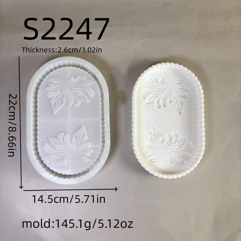 Oval Shape Storage Tray Silicone Mold with Flower Pattern Handmade Concrete Tray Casting Mould For Desktop  Shelf Decors