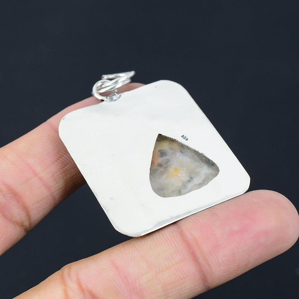 Easter Deal Pear Natural Crazy Lace Agate Wife Trendy Pendant Jewelry 925 Silver