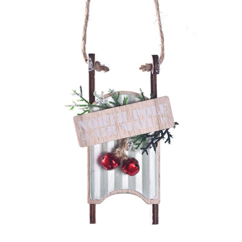 

Деревянные санки в стиле ретро, подвесное украшение для рождественской елки, камина, деревенской зимней вечеринки светло-зеленый