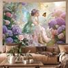 1pc Spring Beautiful Flower Printed Tapestry Living Room Wall Art Decoration Background Cloth Machine Washable Space Pendant