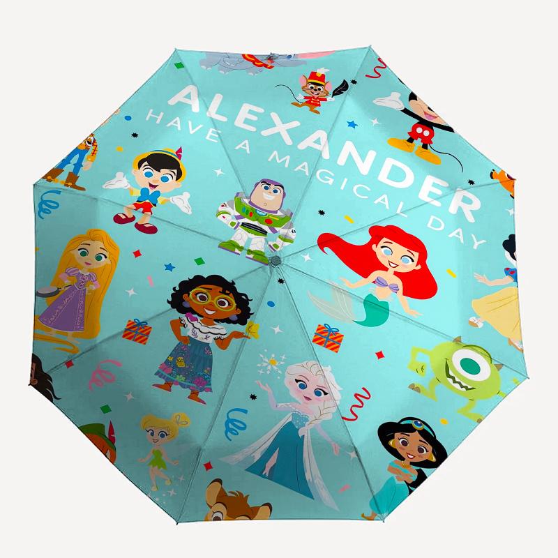 1pc Disney Characters,Magical Day Automatic Folding Umbrella: Compact 8-Bone Design Cartoon Outdoor Travel Companion, Business Umbrella, Chr