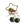 Christmas Jingle Bell Rustic Iron Door Hanging Star Bell with Bow Pine Picks Red Berry for Christmas Wreath Gift Wrapping Craft Home Decor