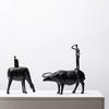 Resin Crafts Artificial Animal Ornaments Wrangler Buffalo Abstract Portrait Sculpture Decorative Figurines Home Decoration